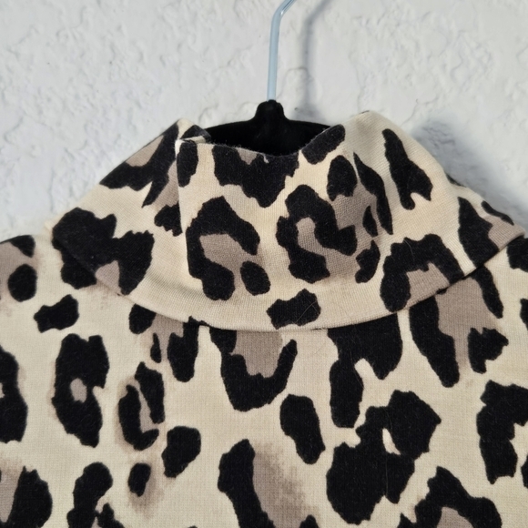 KATE SPADE 0 Leopard Print Mock Neck Long Sleeve Top Zip Closure Animal Print - Picture 4 of 8
